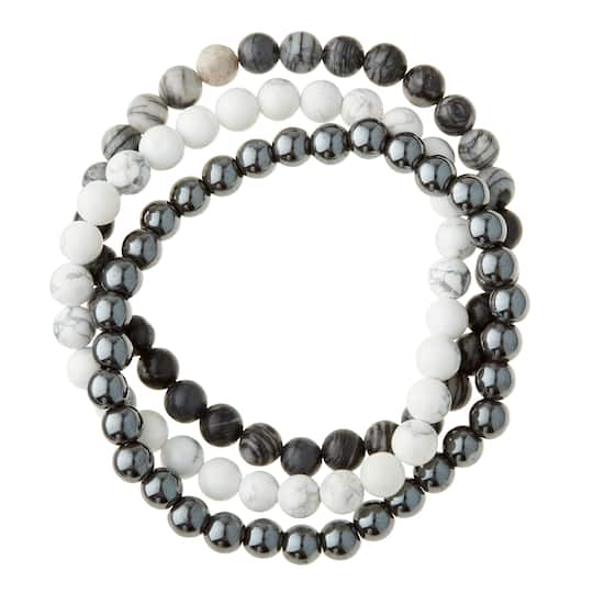 6 Packs: 3 ct. (18 total) Signature Color Shop White Howlite Bracelets by Bead Landing™